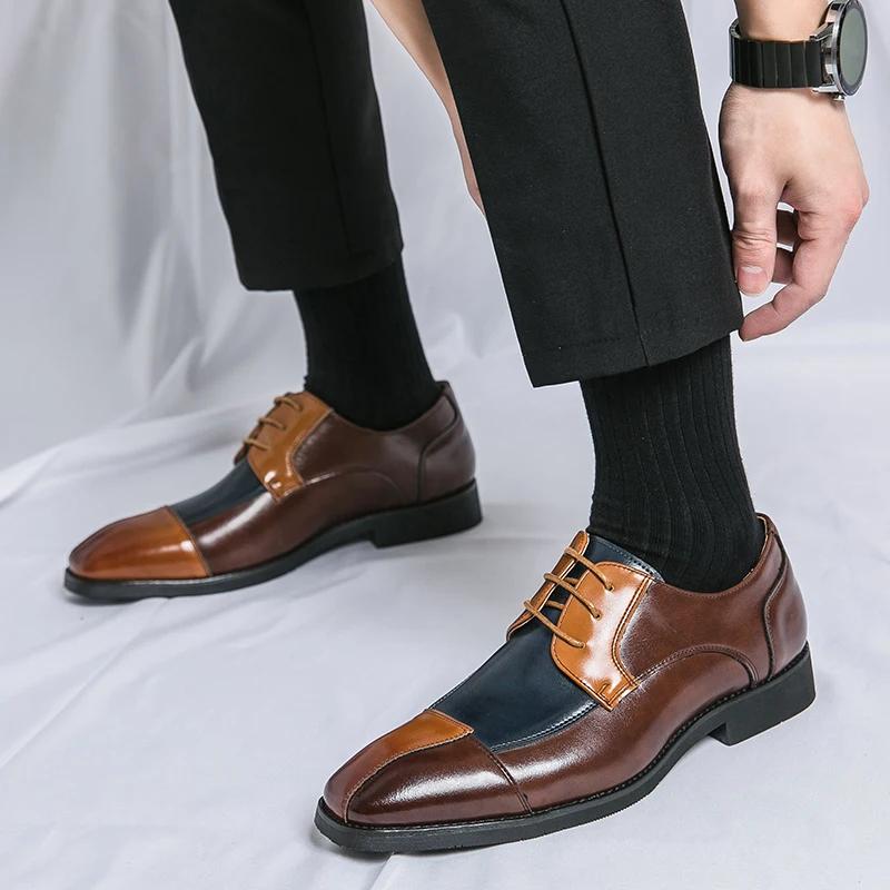 Men Derby Shoes Square Toe Lace-up Mixed Colors Shoes for Men with  Size 38-48 Dress Shoes Men