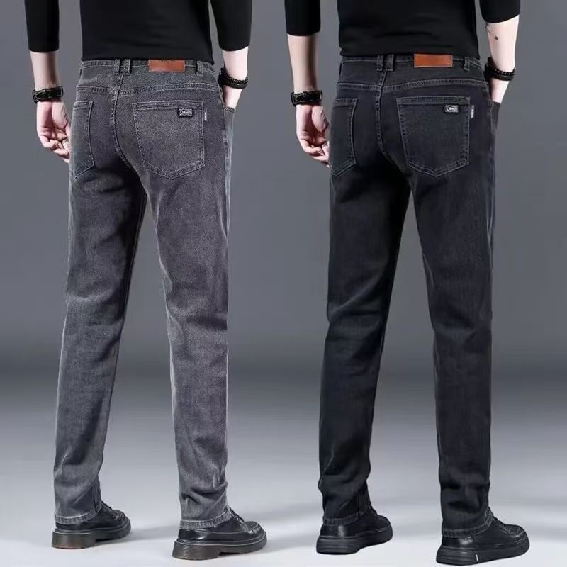 

New Elastic Loose Straight Men s Jeans High-End Elastic Slim Fit Light Luxury Business Men s Long Pants 28 чорний