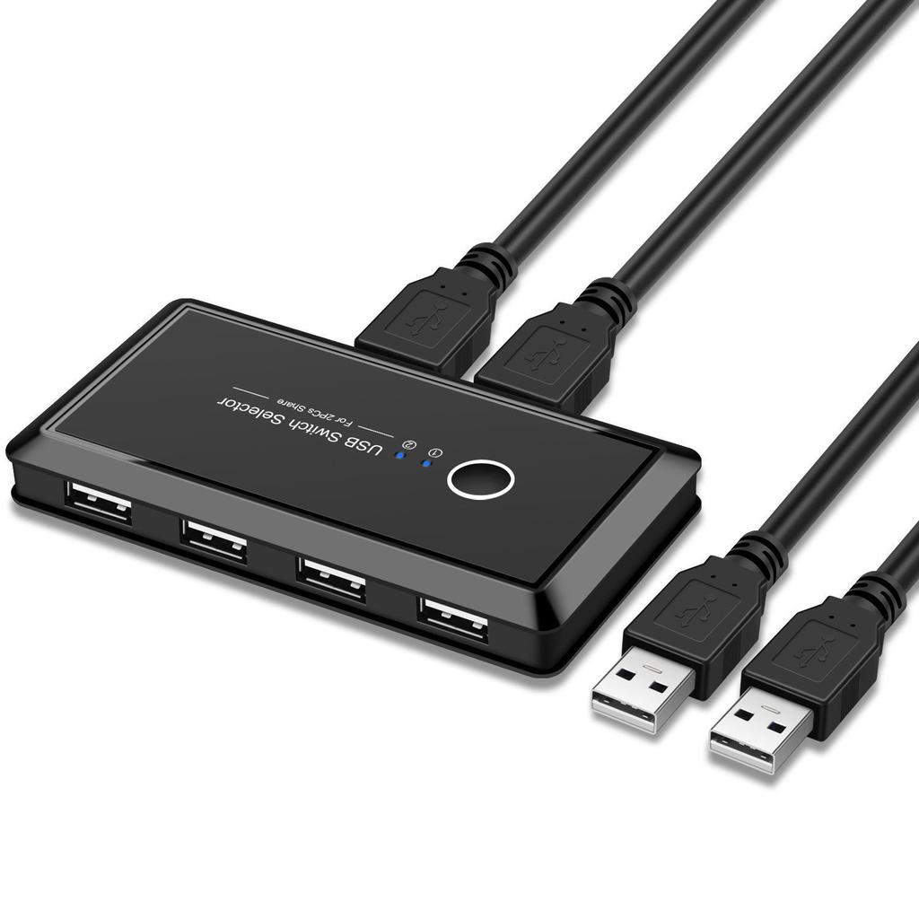 Διακόπτης Κοινής Χρήσης Εκτυπωτή USB Πολλαπλών Διεπαφών: Διαχωριστής 2 εισόδων, 4 εξόδων για χρήση με δύο υπολογιστές