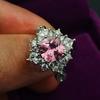 The Same Imitation Large Carat Pink Diamond Ring Women'S Fashion 8 * 8 Fat Square High Carbon Diamond Open Ring