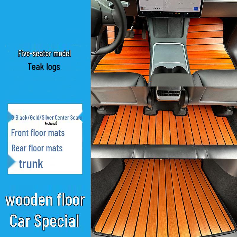 Solid Wood Floor Mats for Tesla Model S, X, Y, & 3 New Energy Cars