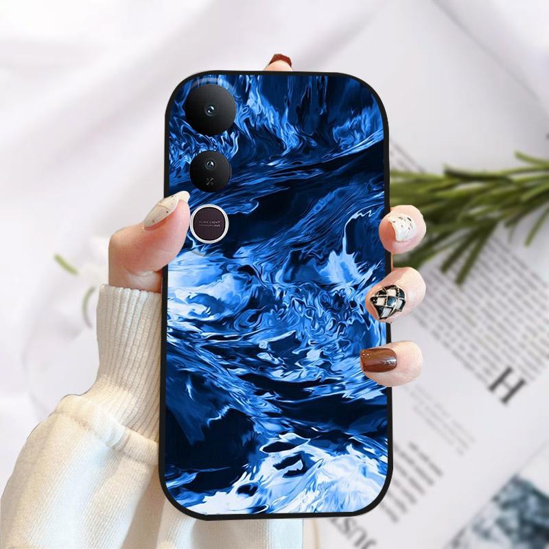 For Vivo V50 Lite 5G Case Fashion Luxury Printed Black Matte Soft TPU Silicone Bumper Cover For Vivo V50Lite 4G Phone Case Funda