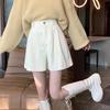 Women's High-Waisted A-Line Corduroy Shorts with Long Boots - Slimming Outerwear for Autumn/Winter, Petite Fit