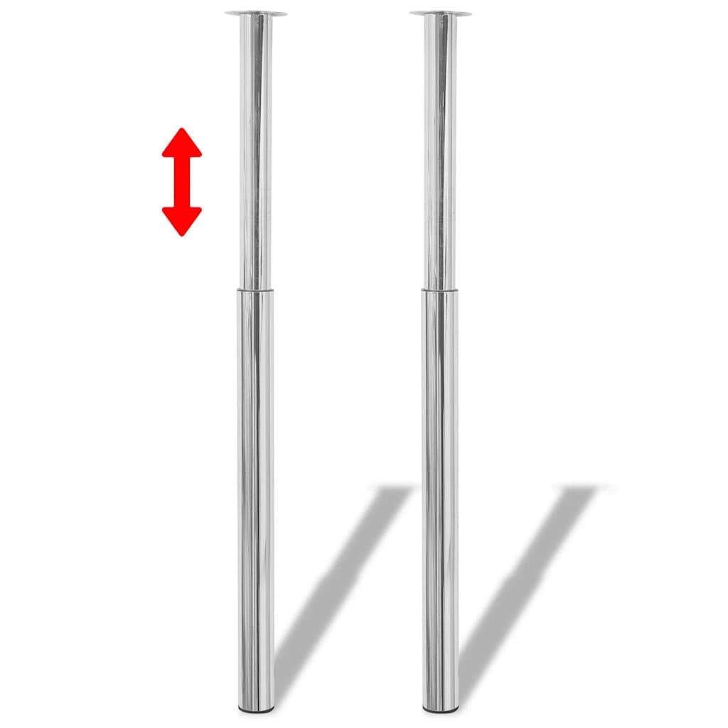 2 x Telescopic Table Legs Table Feet Support Feet Table Legs Chrome 710 mm 1100 mm