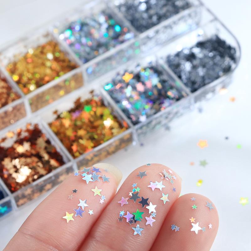 Mini Sparkling Heart Nail Glitter Sparkling Pentagram Nail Decoration Nail Salon Design Cute Accessories Diy Nail Art Design