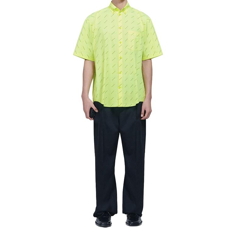 Balenciaga All Over Logo Shirt 'Neon Yellow' Men's 534332TILX67110