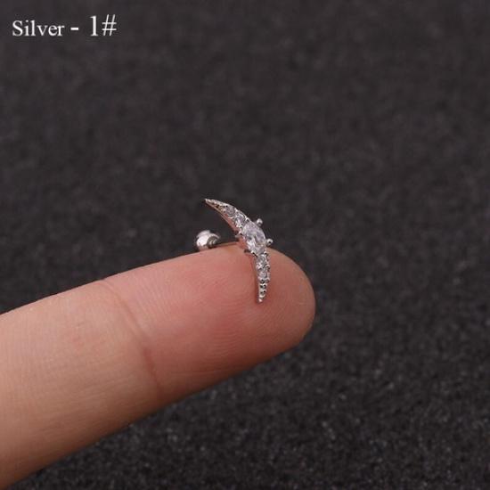 Серьги-гвоздики для хряща уха с цирконами Раковина Козелок Хеликс Пирсинг хряща Ушные гвоздики/ silver1