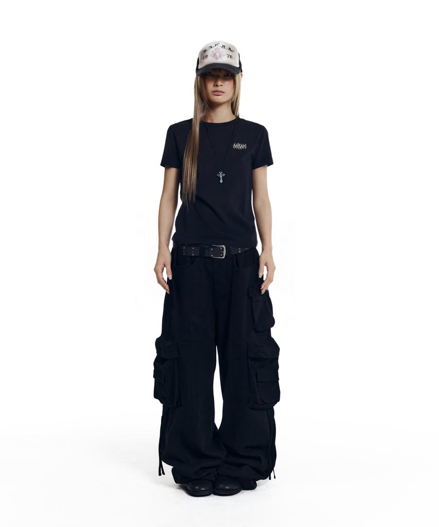 AAKAM Heavy Cargo Shirring Pants (Black)