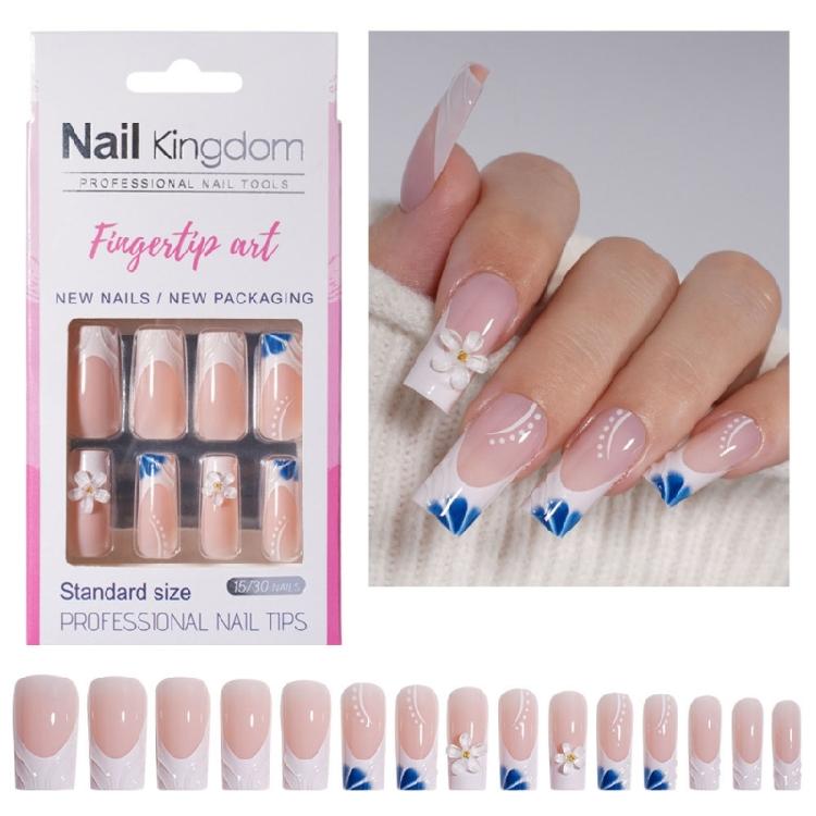 Lange Quadratische French Tip Press-On Nägel Glänzende Acryl-Fingernägel Künstliche Nägel 30 Stück Professionelle Nagelkunst Für Frauen