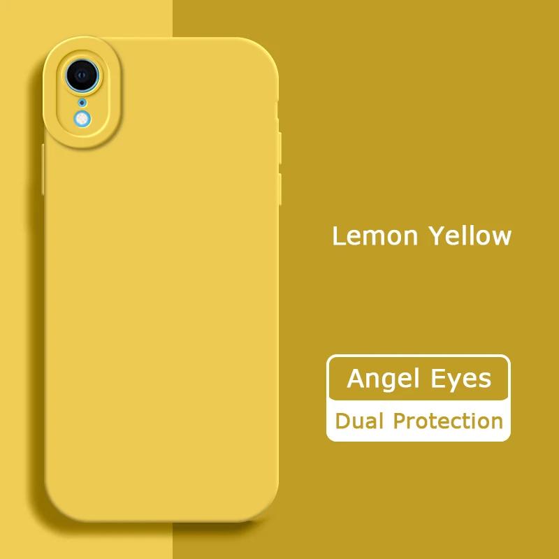 

Чехол из жидкого силикона Angel Eyes для iPhone X XR XS Max, полностью защитный, мягкий, водонепроницаемый, чехол для iPhoneXR XSMax iPhone XR лимонно-желтый