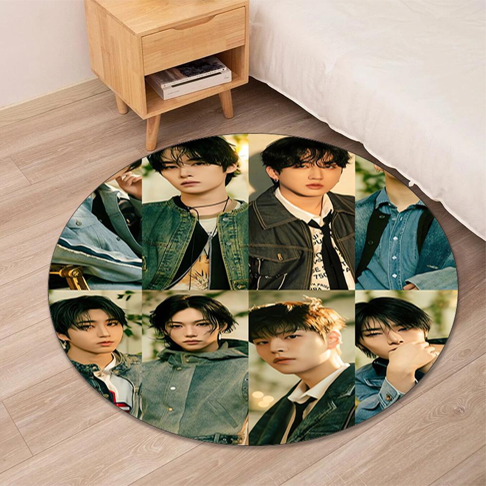 Stray Kids Printed Round Rug Carpet Chair Rug Area Rug Entryway Doormats,for Office Chair Living Room Bedroom Kitchen Room.