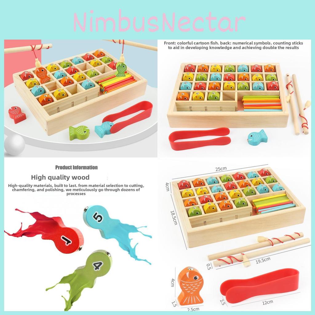 Educational Wooden Fishing Game For Children With Magnetic Fish Learning Puzzle For Kids