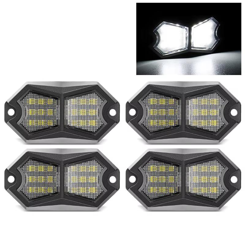 4PC 18LED Car LED Rock Light 12V 24V LED Underbody Light for Vehicle Off-Road Van Lorry RV Atmosphere Light Warning Signal Lamp