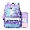New Sequined Backpack with Pencil Case, Primary and Secondary School Students Cartoon Schoolbag, Women's Backpack