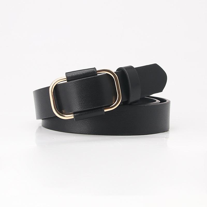 Womens Minimalist Faux Leather Belt For Jeans And Pants With Alloy Buckle