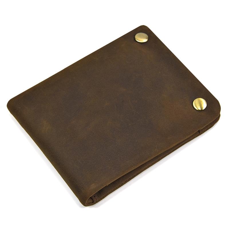 Men'S Retro Leather Short Wallet Leather Three-Fold Wallet First Layer Cowhide Multi-Card Change Bag 907