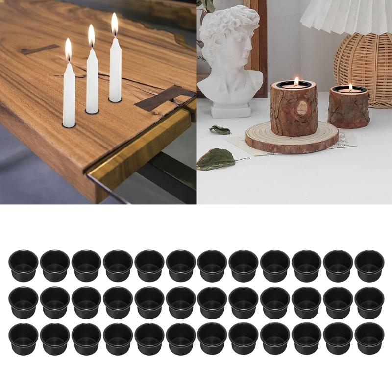 Creative Candlestick Holder Set, 36Pcs Mini Metal Candle Cups Aluminum Candelabra for Festive Decoration and Crafts