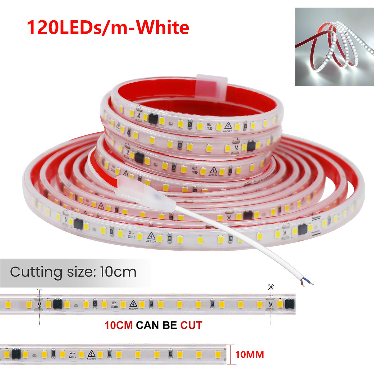 

Світлодіодні стрічки AC 220V Клейка стрічка SMD 2835 0,5м-30м 120 світлодіодів/м 240 світлодіодів/м Водонепроникна Зовнішня світлодіодна стрічка З можливістю різання кожні 10 см Гнучка лампа 0.5M