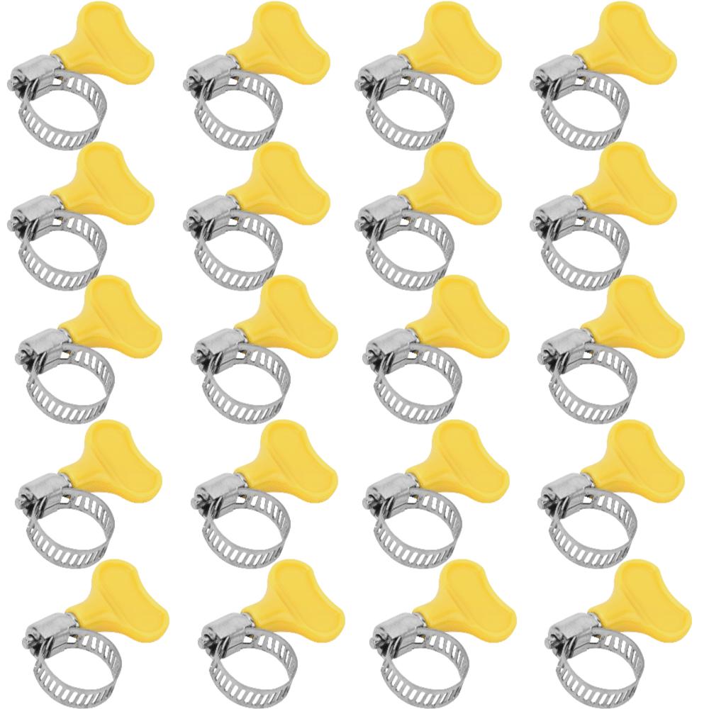 20pcs Durable Pipe Tube Clips Practical Key-Type Clamps Stainless Steel Hose Clamps  For Plumbing