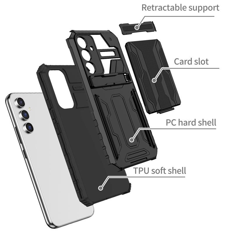 Samsung S26 Ultra Magnetic Bracket Card Slot Protective Case - A17 Diamond Drop-proof Cover