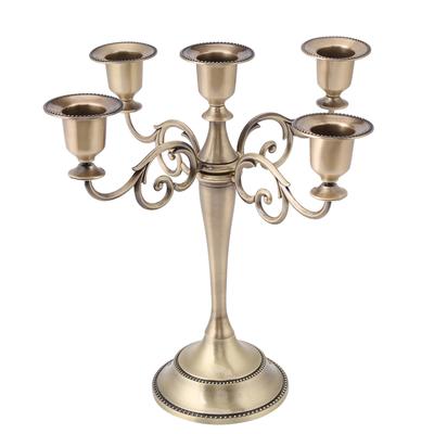 5 Arms Alloy Candle Holder European Style Candelabra Wedding Candlestick Home Decor Bronze