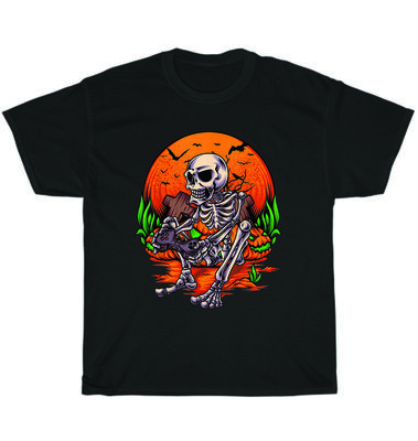 Esqueleto Video Game Gaming Gamer Festa de Halloween Fantasia Camiseta Unissex Camiseta Presente