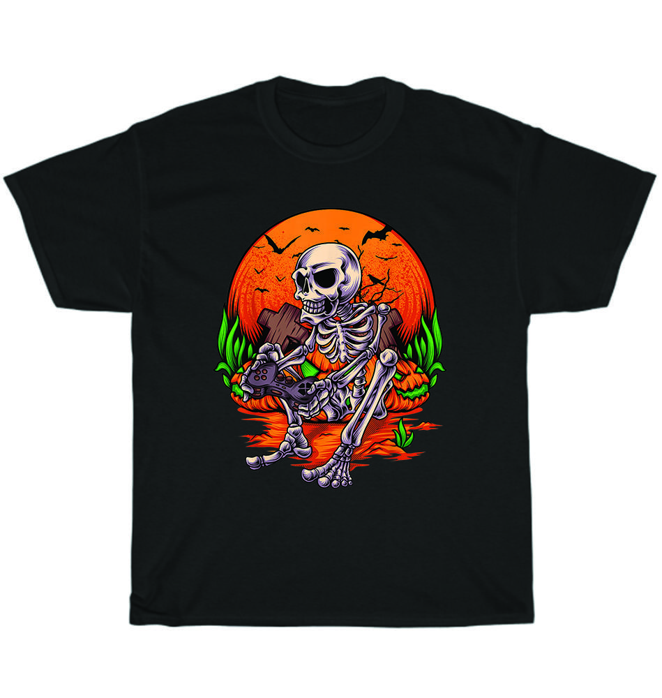 

Skeleton Video Game Gaming Gamer Halloween Party Costume T-Shirt Unisex Tee Gift 4XL