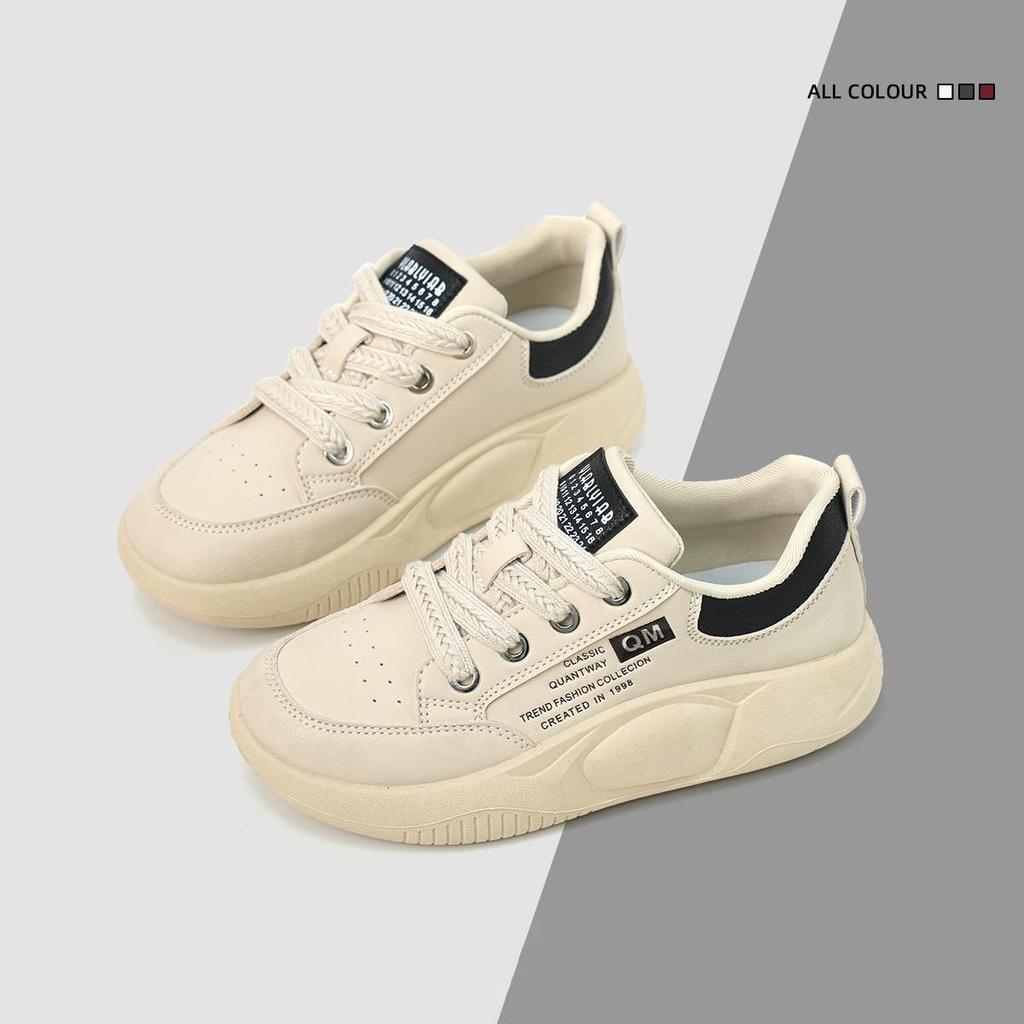 fashion Hot Thick Bottom Women's Vulcanize Shoes Outdoor Sneakers Mid Heel PU Casual Shoes Zapatos Para Mujeres Shoes for Women Loafers