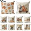 Thanksgiving Pillow Cover Pumpkin Cushion Cover Linen Farmhouse Decor Pillow Case Home Decor Sofa Car 45CM*45CM