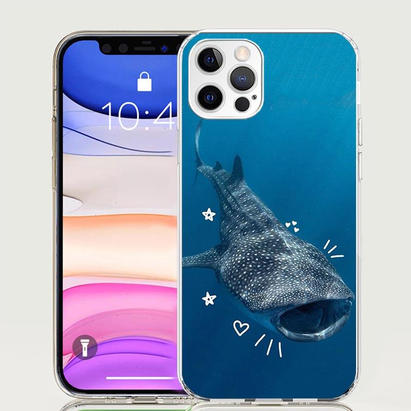 Ocean Whale Shark Phone Case For iPhone 17 Air 16 15 Plus 11 14 Pro Max 13 Mini 12 7 8 + SE Pattern Art Customized Cover 17 Air