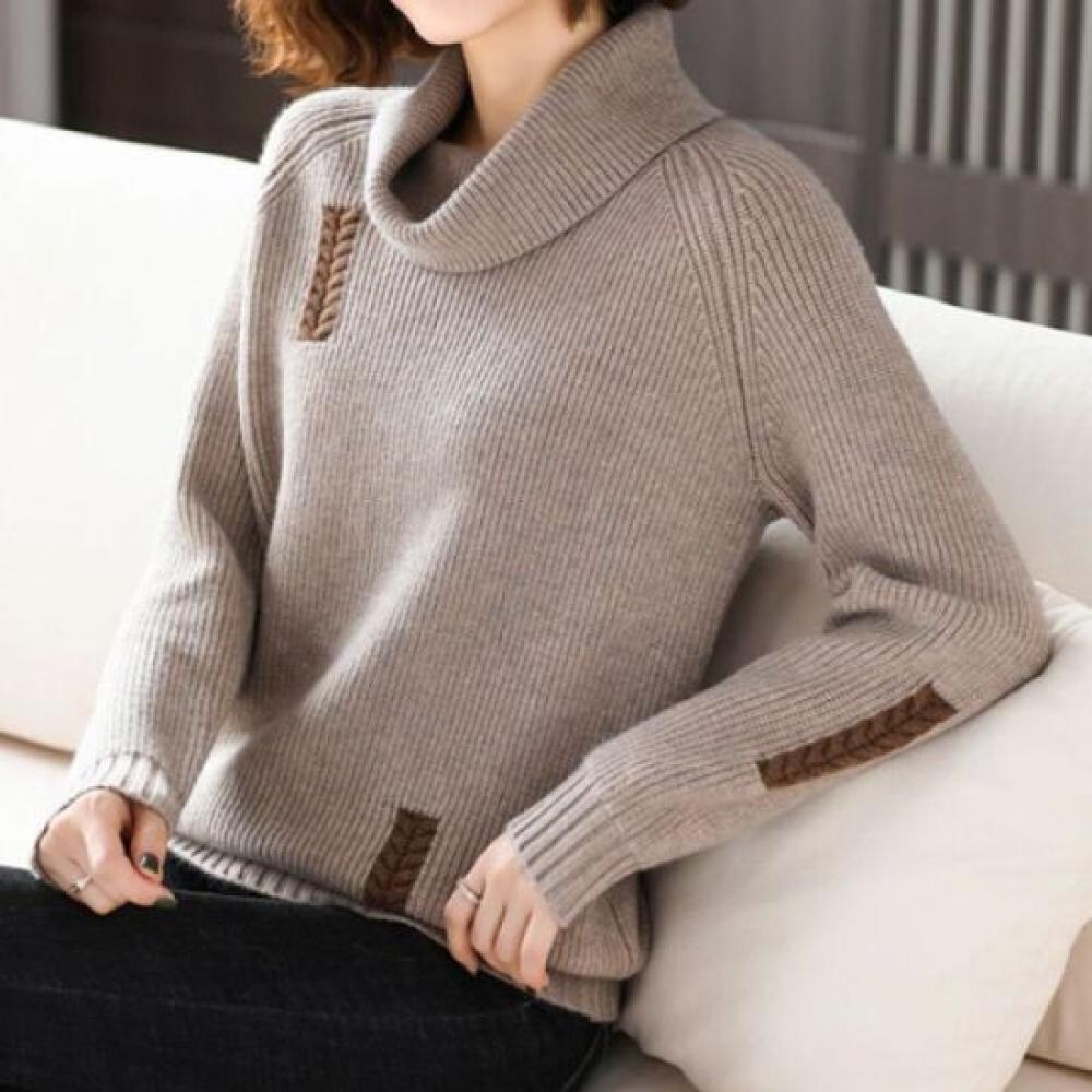 Navava Women Cable Knit Turtleneck Long Sleeve Sweater Nk3449