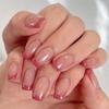 Hochwertige tragbare künstliche Nägel im Mandel-Nude-French-Stil – mittellange und lange Nagelspitzen