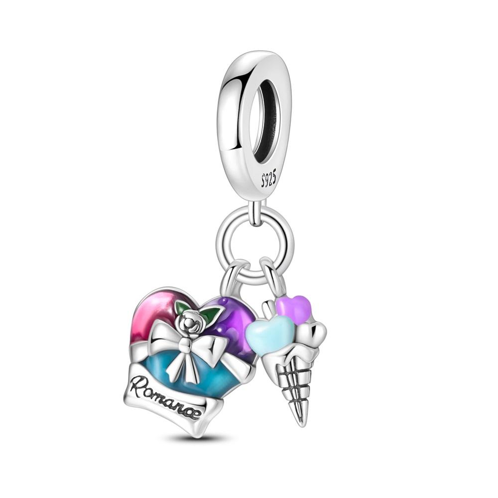 

Genuine Copper Charm Luxurious Ice Cream Gifts Box Heart Bead Fits Bracelets DoItYourself Women Crafting Delicate Gifts