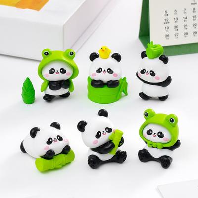6 Pcs Mini Panda Figurines Car Dashboard Panda Decorations Miniature Animal Ornaments for DIY Craft Micro-Landscapes Fairy Garden