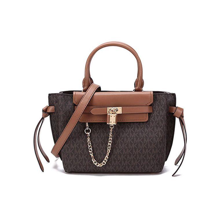 

Michael Kors Hamilton Legacy Monogram Chain Vintage Commuter Leather Shoulder Bag Women handbags Dark-Brown Acorn-Brown 30F1G9HS5B-252 Basic Set (Bag+Dust Bag)