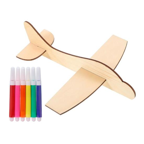 5Pcs Unfinished Wooden Aircraft Model DIY Graffiti Painting Puzzle Airplane Kids Educational Toy Toddlers Boys Girls Flying Plane Crafts Decoration