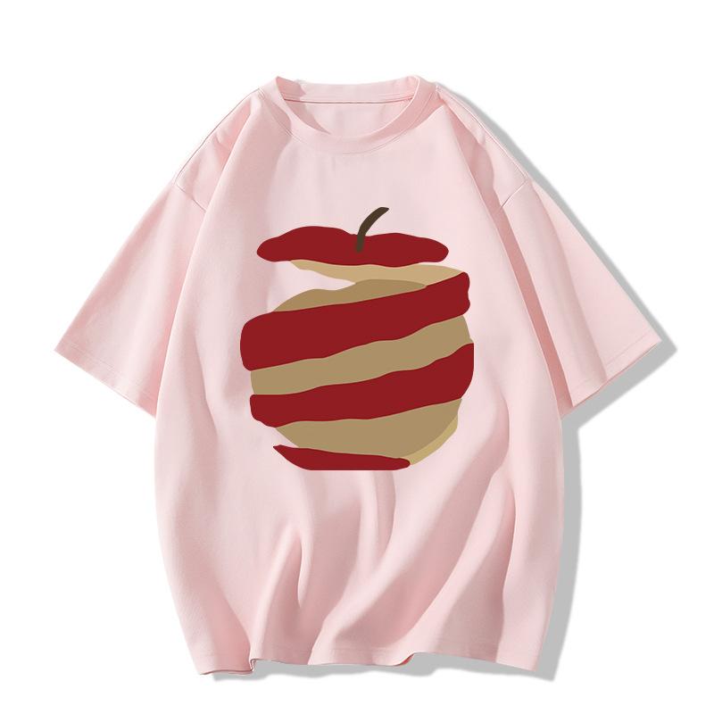 Ladies Summer Short Sleeve Round Collar Casual Fruit Printed Teenager Oversize T Shirt Top