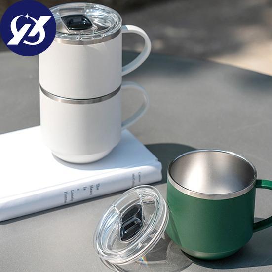 Yousheng 330ml Insulated Cup with Handle Double Wall 304 Stainless Steel Winter Indoor Tea Coffee Drinking Thermal Mug for Daily Use