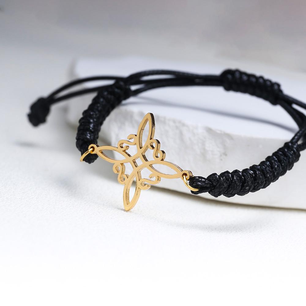 Tangula Adjustable Witch Knot Bracelet Stainless Steel Charm Wicca Jewelry Gift for Women Men