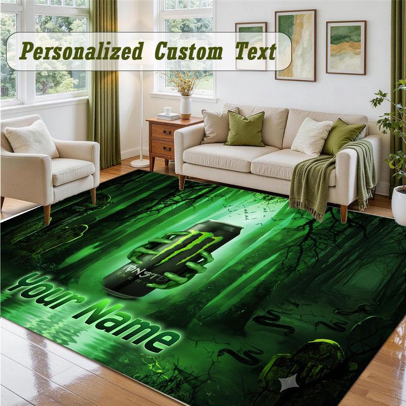 Crystal Velvet Square Rug Custom NameMonster Energy Pattern Non Slip Home Floor Decor Rug