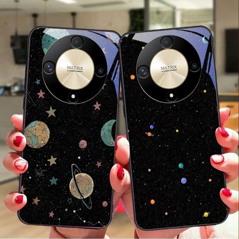 Astronaut Planet For Honor Magic 6 50 70 90 Lite X7b 200 Pro Nova 10 Nova 5T X6 P30 Pura 70 Ultra Tempered Glass Phone Case