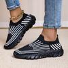Ladies Knitted Walking Shoes Breathable Mesh Women's Flats Jogging Casual Sports Shoes Lightweight Slip-on Loafers