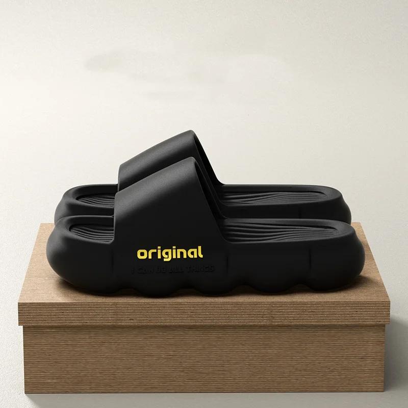 

Мужские тапочки Cloud, мягкие удобные летние сандалии EVA для дома, ванной, противоскользящая платформа, пляжная обувь, новый тренд 2024 года 36-37 чёрный