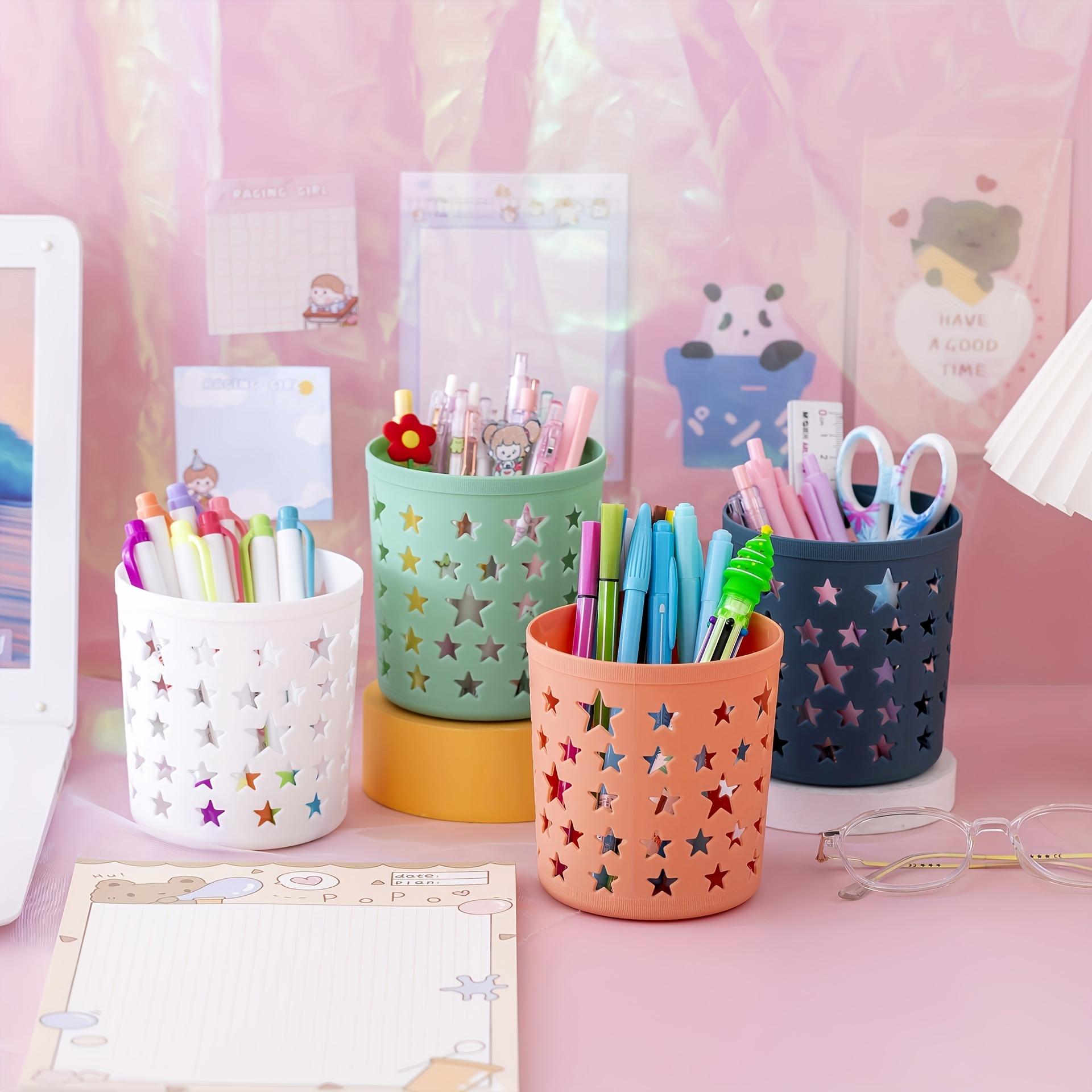 

4 шт. Пластиковые подставки для ручек в виде полых звезд - Круглые настольные органайзеры с милыми животными и звездами, Идеальны для офисных и художественных принадлежностей, 4,33x3,94x3,94 дюйма 4PCS
