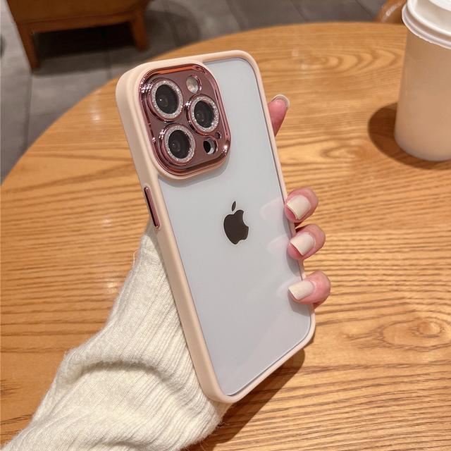 Purple Lens Glitter Diamond Clear Phone Case For Iphone 14 13 12 11 Pro Max Len Protection Plating Shockproof Hybrid Armor Cover