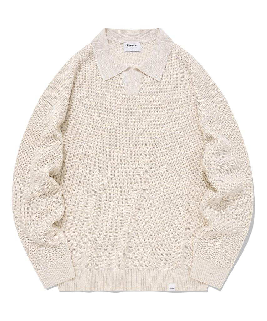 COVERNAT Open Collar Knit Ivory