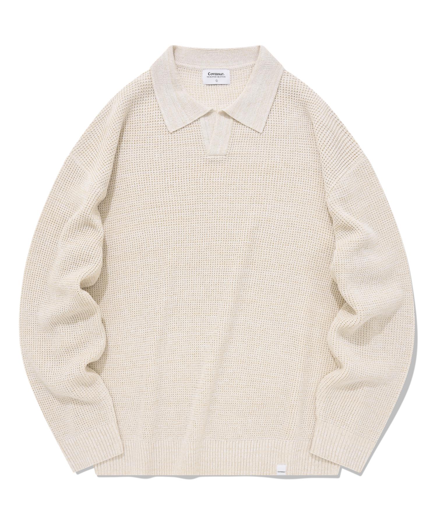 Covernat Open Collar Knit Ivory Ivory/Xl