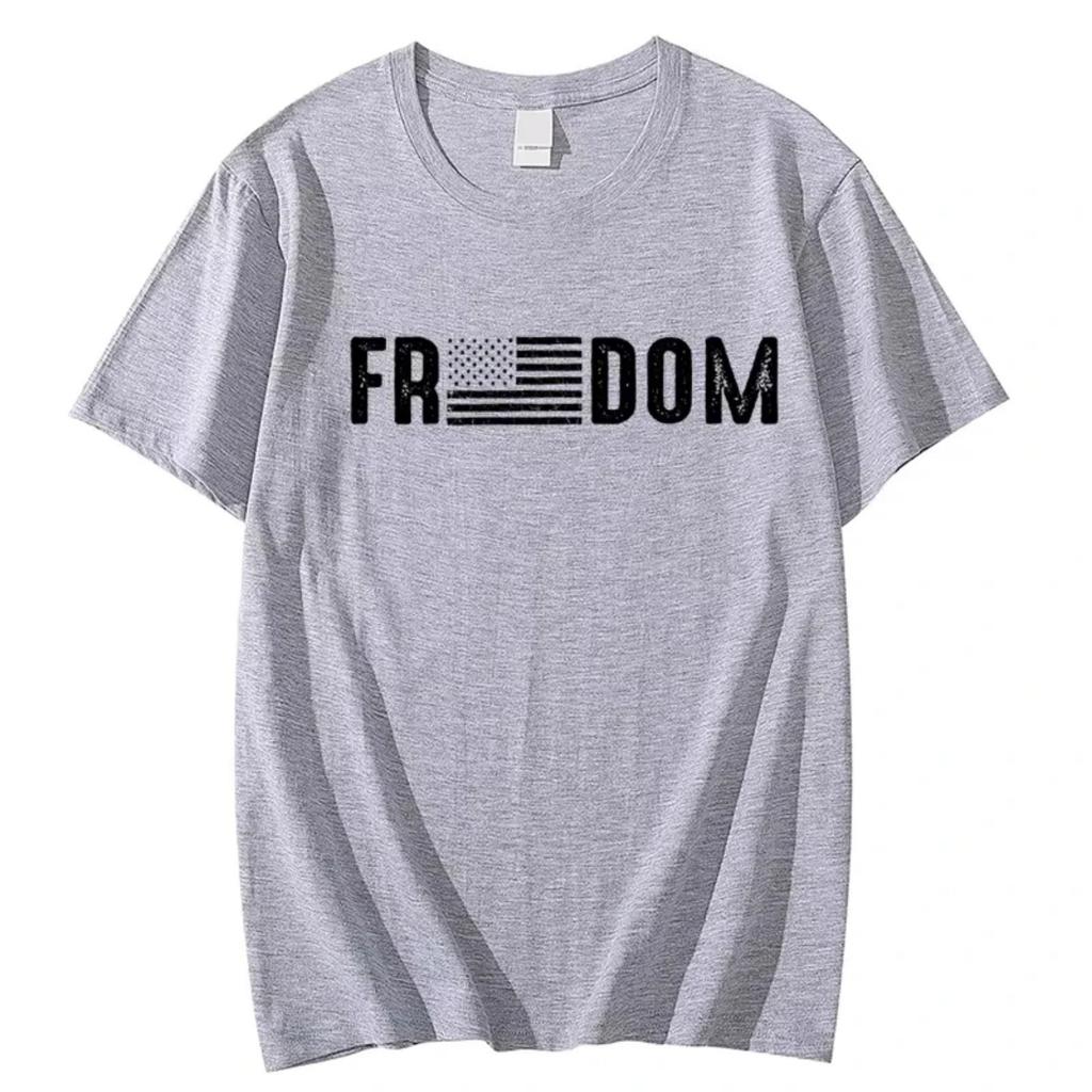 Freedom Flag T-shirt Print T-Shirt Women Clothing Summer Harajuku Short Sleeve Tees Shirts Graphic Y2k Tops Aesthetic Clothing