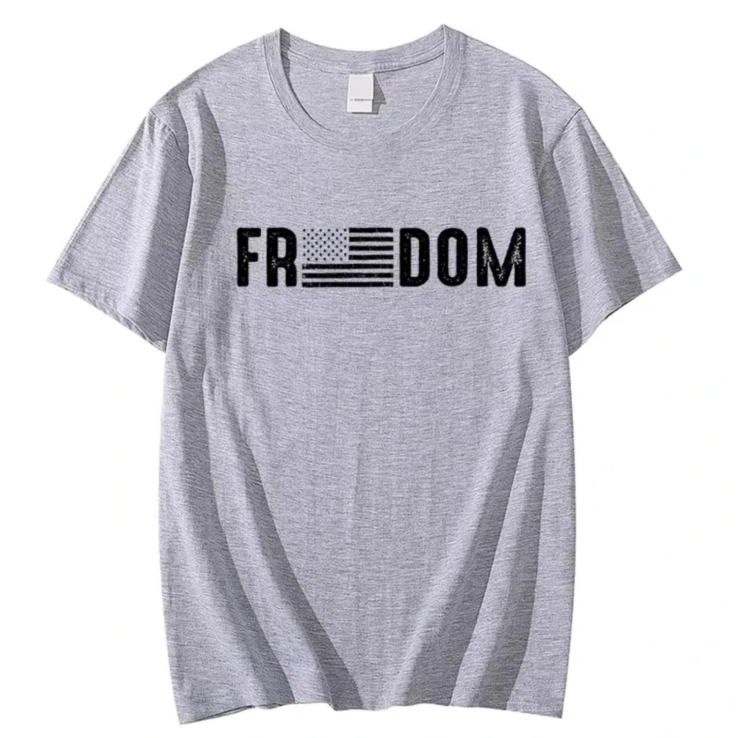 

Freedom Flag T-shirt Print T-Shirt Women Clothing Summer Harajuku Short Sleeve Tees Shirts Graphic Y2k Tops Aesthetic Clothing S