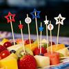 100 Bucăți Scobitori de Bambus, Scobitori Cocktail Stea Roșu Albastru, 12 cm Frigărui pentru Aperitive pentru Burgeri Sandwich-uri Charcuterie Gustări Fructe, Patriotice